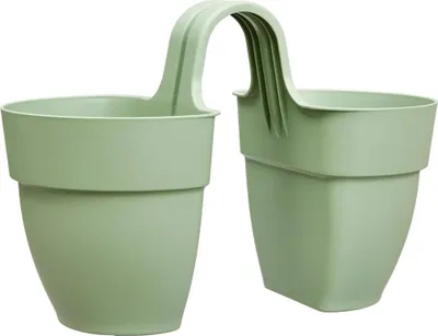Produktbild von Blumenkasten zum Hängen Elho Vibia Campana flower twin Kunststoff 21 x 38,4 x 26,5 cm pistazie inkl. Befestigungsmateria