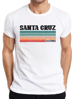 Produktbild von Santa Cruz California Vintage Retro Streifen 70er 80er Sunset Herren T-Shirt, Weiß, S