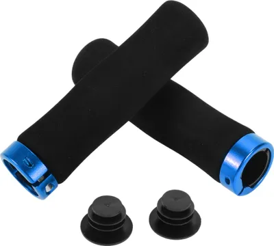 Produktbild von 1 Satz Fahrradlenkergriffe, ergonomisches Design Schwamm Fahrradgriffe, Einzel-Lock-On Lenkergriffe für E-Bike Trekking Bike Mountainbike, Blau