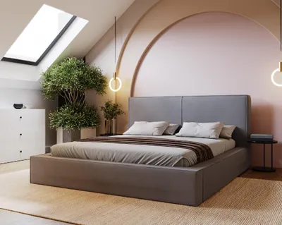 Zdjęcie produktu dla ADIDAR Theo łóżko tapicerowane 200x200cm stelaż metalowy z podnośnikami hydraulicznymi łóżko do przechowywania szary Amor Velvet 4320 - z dostawą do domu