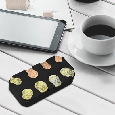 Produktbild von kwmobile Münzbox für Euro Münzen - 8 Fächer von 1 Cent bis 2 Euro - Münzhalter Münzsammler - Münzspender Sortierer in Schwarz
