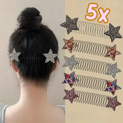 Produktbild von balenie 5 rozťahovacích sponiek v tvare hviezdy s dĺžkou 14,5 cm na úpravu vlasov vpredu, vzadu a na boku, vlasové doplnky pre dievčatá - STARHAIR