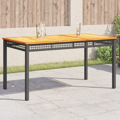 Productafbeelding van Maison Exclusive - Tuintafel, zwart, 140x80x75 cm, polyrotan en acaciahout