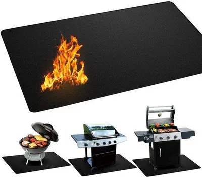 Zdjęcie produktu dla Mata do grillowania 122 cm × 76 cm – odporna na wysoką temperaturę, ognioodporna, przeznaczona do użytku na zewnątrz, na tarasie i w ogrodzie