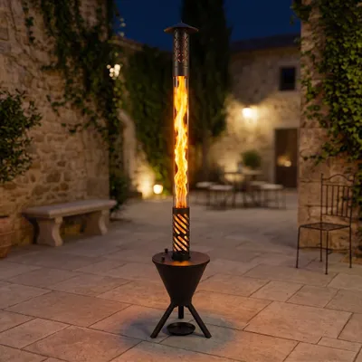 Produktbild von Meulbaty Pellet-Feuersäule mit 360-Grad-Flammenblick und 3-kg-Behälter, Schwarz