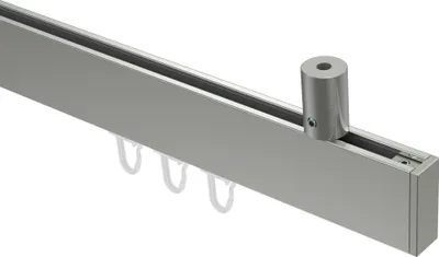 Produktbild von Interdeco Innenlaufstange / Gardinenstange mit Innenlauf Edelstahl-Optik, Typ Sonius Paxo (Kappe) Deckenmontage, 14x35 mm 1-läufig, 140 cm
