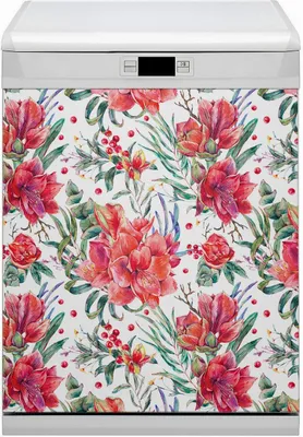 Produktbild von Abwaschbar 60x70 cm Geschirrspüle Magnetmatte Küche Dekorative  - Rote Blumen
