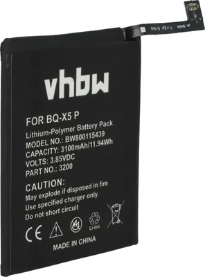Produktbild von vhbw Akku kompatibel mit BQ Aquaris X5 Plus Handy Smartphone Telefon (3100 mAh, 3,85 V, Li-Polymer)