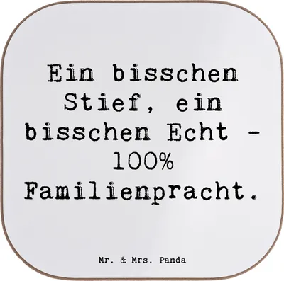 Produktbild von Mr. & Mrs. Panda Bierdeckel bedruckt Liebe Stiefenkel - Weiß - Geschenk, Glasuntersetzer personalisiert, Personalisierter Untersetzer, Familienstrukturen, Familienbindung