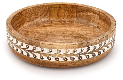 Runde Mangoholz-Schale, handgefertigt, 25,4 cm, Dekoschale