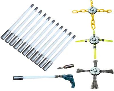 Produktbild von Ofenrohrbürsten-Set, max. Länge 11 m, Schornsteinreinigungsbürsten, Kaminkehrer-Set, Kaminbürste, flexibel bis 90° Wawak 11-TAJ NIER (4)