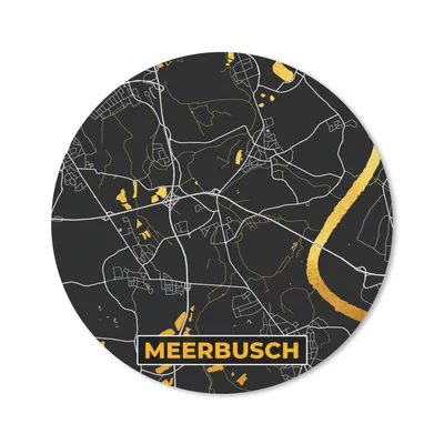 Produktbild von MuchoWow® Mauspad Mousepad Schwarz und Gold - Stadtplan - Meerbusch - Deutschland - Karte 20x20 cm - Mousepads - Maus Mat - Pad - Mausunterlage - Schreibtischmatte