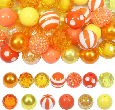 Productafbeelding van Gumball Kralen 50 Stuks - 20 mm Ronde Kralen - Gele Serie - Acryl - Sieraden/Armband/Ketting - Uniek Design