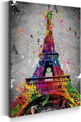 Produktbild von Wandbild Leinwandbild Street Art Eiffelturm, Paris Kunstdruck XXL Wanddeko: 60x90x2cm