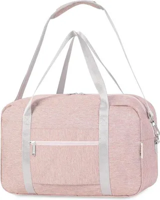 Zdjęcie produktu dla Uniqoos® Torba podróżna składana, 40 x 20 x 25 cm – bagaż podręczny, z wyściełanym paskiem na ramię, wewnętrzną kieszenią zapinaną na zamek oraz 2 przegródkami z siatki, kolor: różowy