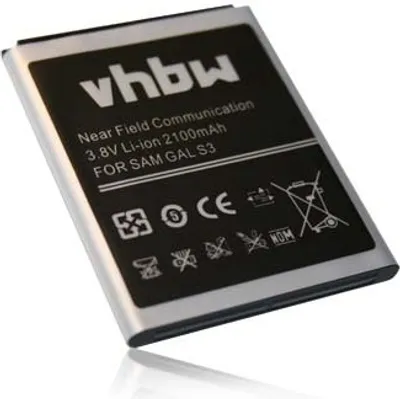 Produktbild von vhbw Akku kompatibel mit Samsung Galaxy Grand, Grand Duos, S 3, S3, S3 Alpha, S3 LTE Handy Smartphone Telefon (2100 mAh, 3,8 V, Li-Ion) mit NFC
