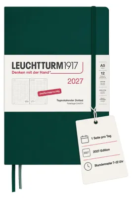 Produktbild von LEUCHTTURM1917 Tageskalender 2027 Dotted Medium (A5) - Deutsch, Forest Green, 14