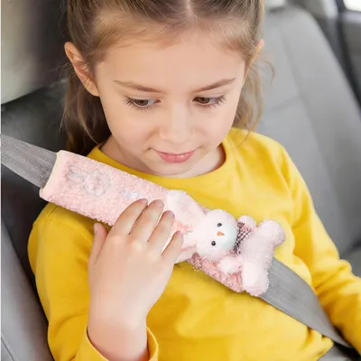 Produktbild von Gurtpolster Auto Kinder Rosa Kaninchen Weich Polyester-Baumwolle Universal Klettverschluss