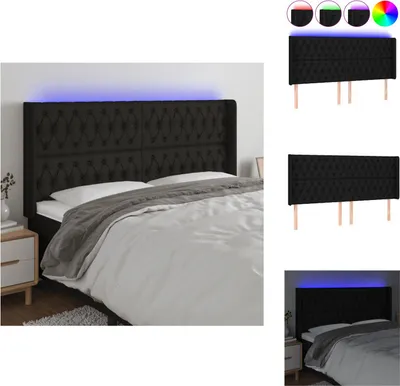 Produktbild von vidaXL LED Kopfteil Schwarz 203x16x118/128 cm Stoff -  Kopf- & Fußenden