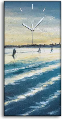 Produktbild von Dekor Leinwand Uhr Wandbilder 30x60 Ölgemälde Meer Himmel Wolken Kunst - weiße Hände