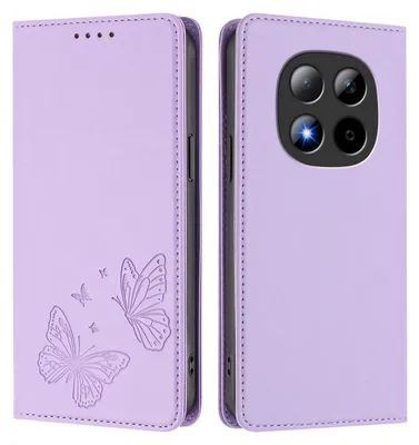 Image de Étui en cuir pour Xiaomi Redmi Note 15 Pro 5G, étui de protection type portefeuille en cuir gaufré motif papillon avec support, violet