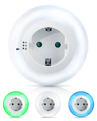 Produktbild von BRANDSON - LED Nachtlicht Steckdose - Orientierungslicht Nachtlampe - integrierter Helligkeitssensor und Dämmerungssensor - drei Lichtfarben Weiß Grün Blau - auch für Babys und Kinder