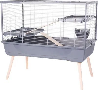 Image de Cage grillagée pour Lapin et Rongeur Zolux NeoLife, 99 x 54 x 92 cm, 2 étages, Gris