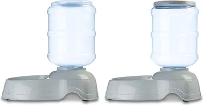 Produktbild von Futter- und Wasserspender für Hunde, 2.5 Gallons, Größe L, Weiß, Klar