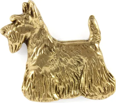Zdjęcie produktu dla Terier szkocki, Aberdeen Terrier - pozłacana broszka typu pin, elegancka ozdoba z psem, wyjątkowy pins marki Art-Dog