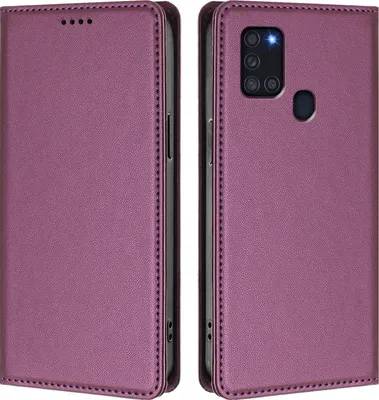 Image de Étui en cuir pour Samsung Galaxy A21S, étui à rabat magnétique en cuirPolyuréthaneavec support, violet