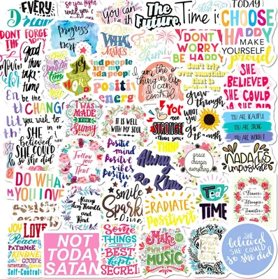 Produktbild von 50 Stück inspirierende Zitate-Aufkleber,Inspirierende Sticker Set, Wasserfeste Sticker,schöne ansprechende Motivationsaufkleber für Jugendliche und Erwachsene,Planner Snowboard Ordner usw