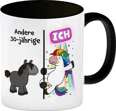 Produktbild von 30. Geburtstag Kaffeebecher Schwarz mit lustigem Spruch: Einhorn