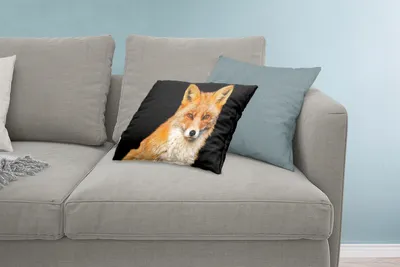 Produktbild von MuchoWow® Zierkissen Sofakissen Wohnzimmer Dekokissen 60x40 cm Fuchs - Rot - Schwarz - Kopfkissen - Polster mit Foto