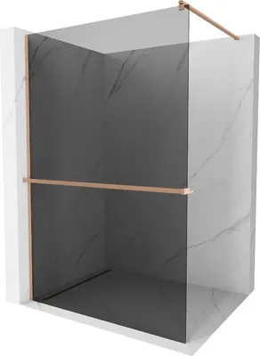 Produktbild von Mexen Kioto+ Duschwand mit Regal Walk-in 70 x 200 cm, graphit, gebürstetes Kupfer - 800-070-121-65-40