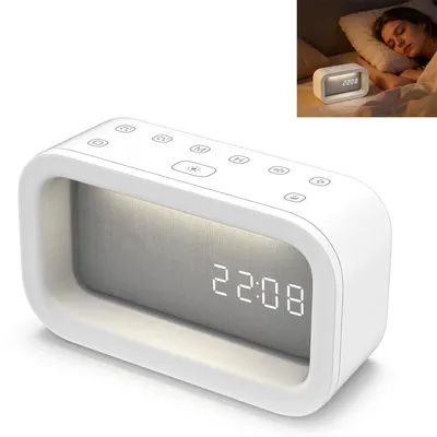 Produktbild von LED-Digitalwecker mit 2 Alarmen,Touch-Steuerung,Naturgeräuschen, RGB-Stimmungslicht, USB-Ladefunktion,stufenlos dimmbar,perfekt für erholsamen Schlaf