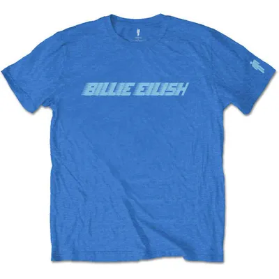 Obrázek produktu pro Billie Eilish Blue Racer Logo (Sleeve Print) Tričko s krátkým rukávem Blue M