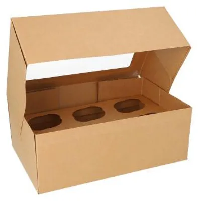 Produktbild von Cupcake-Kartons eckig 10 cm x 27 cm x 17,5 cm mit Sichtfenster aus PLA