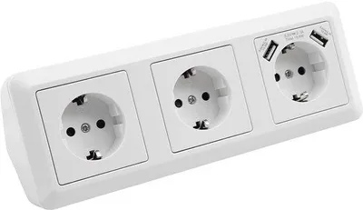 Image de Multiprise électrique avec USB, 3 prises, 2 ports USB, 230 V/16 A, pour la cuisine et le bureau