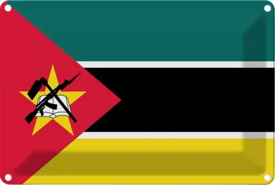 Produktbild von vianmo Blechschild 12x18 cm Mosambiks Mozambique Flagge Fahne Wappen