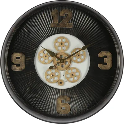 Produktbild von Clayre & Eef Wanduhr Ø 60 cm Schwarz Eisen