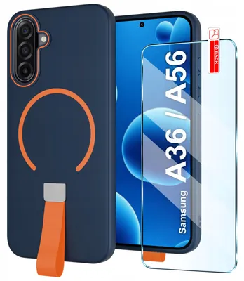 Produktbild von Mattes Etui mit Fingerriemen für Samsung A36 | A37 | A56 5G | Kompatibel mit MagSafe + Displayschutzglas