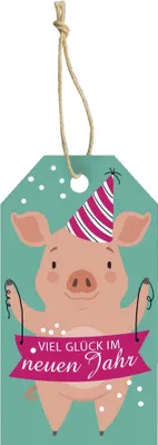 Produktbild von CACTUS Neujahrs-Geschenkanhänger "Partyschwein"
