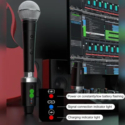 Obrázok produktu pre Bezdrôtový mikrofónny systém, bezdrôtový vysielač a prijímač 2,4 GHz s konektorom XLR pre dynamické mikrofóny, mixážne pulty a hudobné nástroje (systém 1:2)