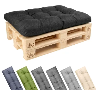 Produktbild von Garronda 120x80 cm Palettenkissen 12 cm wasserabweisend UV- & Wasserfest Palettensofa GD-0252 Anthrazit