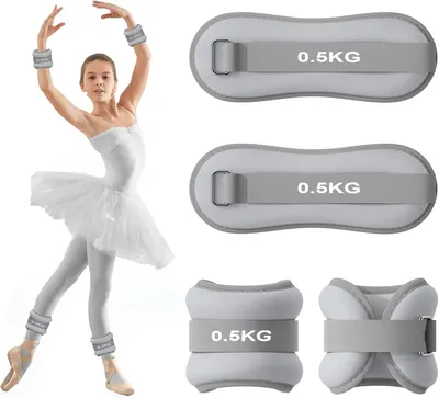 Obrázek produktu pro Zátěžové manžety na kotníky, 0,5 kg, 2 kusy, šedé, pro fitness