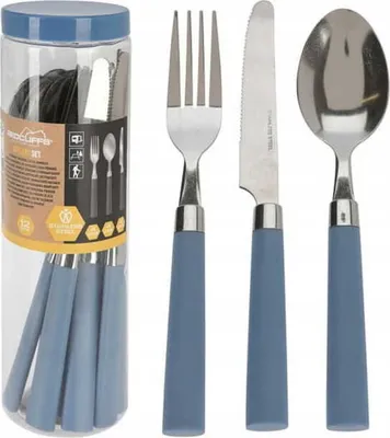 Produktbild von 12er-Set Camping-Besteck Messer Gabel Löffel