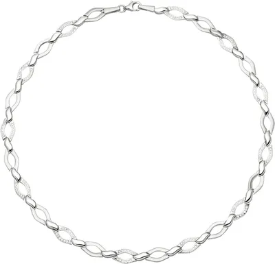 Produktbild von 8mm Collier Halskette aus 925 Silber teilmatt mit 144 Zirkonia 45cm Halsschmuck