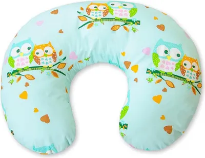 Obrázek produktu pro Kojicí polštář, ergonomická podpora - Mint Owls, snímatelný potah