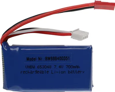 Produktbild von vhbw Akku kompatibel mit BEC Stecker für Modellbau z.B. Racing Car, Helikopter, Flugzeug (700mAh, 7,4V, Li-Polymer, 55 x 31 x 13 mm)