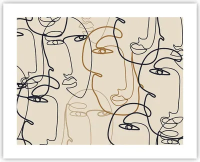 Produktbild von Poster - Poster ohne Rahmen - Frau Gesicht Linie - 50x40 cm - Wand Bild - Wanddeko - Wandbilder - Kunstposter - Wandposter - Bilder - Kunstdruck - Wanddekoration - Wandbild - P2XAA50x40-5109